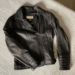 Michael Kors Women’s Leather Moto Jacket Black Med